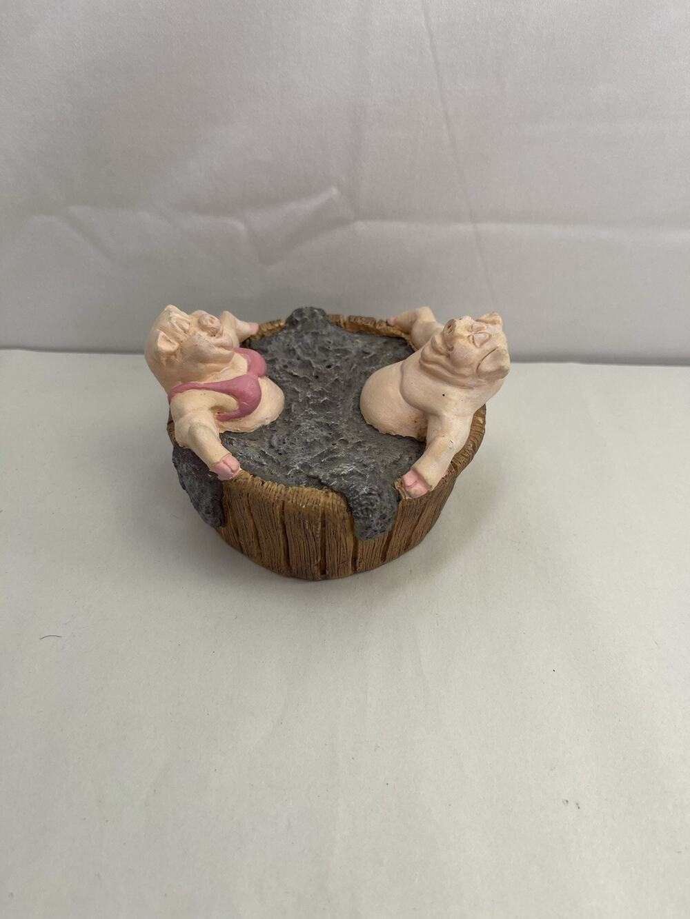 Vintage Pig Figurine Hot Tub Spa Day Pigs Resin Collectible Decor